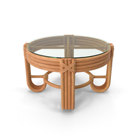 Round Rattan Coffee Table with Glass Top PNG & PSD Images
