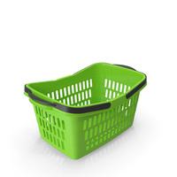 Shopping Plastic Basket with Folded Handles PNG & PSD Images