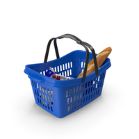 Shopping Plastic Basket with Goods PNG & PSD Images