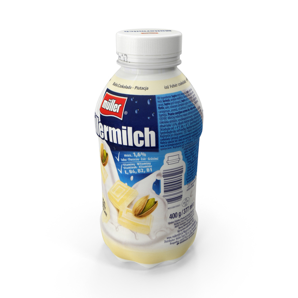 乳制品瓶Mullermilch白巧克力375ml PNG和PSD图像