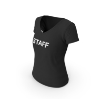 Female V Neck Worn Black Staff PNG & PSD Images