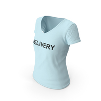 Female V Neck Worn Blue Delivery PNG & PSD Images