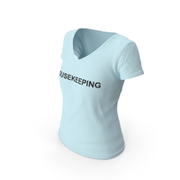 Female V Neck Worn Dark Blue Housekeeping PNG & PSD Images
