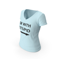 Female V Neck Worn Blue Im With Stupid PNG & PSD Images