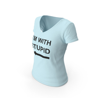Female V Neck Worn Blue Im With Stupid PNG & PSD Images