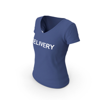 Female V Neck Worn Dark Blue Delivery PNG & PSD Images