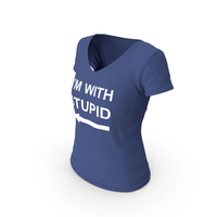 Female V Neck Worn Dark Blue Im With Stupid PNG & PSD Images