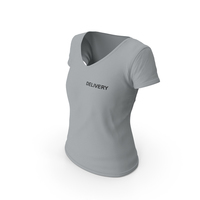 Female V Neck Worn Gray Delivery PNG & PSD Images
