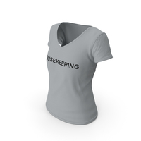 Female V Neck Worn Gray Housekeeping PNG & PSD Images
