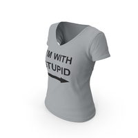 Female V Neck Worn Gray Im With Stupid PNG & PSD Images
