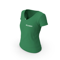 Female V Neck Worn Green Delivery PNG & PSD Images