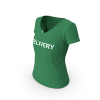 Female V Neck Worn Green Delivery PNG & PSD Images