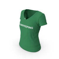 Female V Neck Worn Green Housekeeping PNG & PSD Images