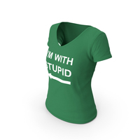 Female V Neck Worn Green Im With Stupid PNG & PSD Images