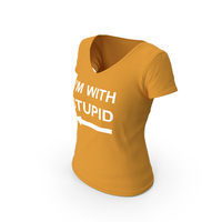 Female V Neck Worn Orange Im With Stupid PNG & PSD Images