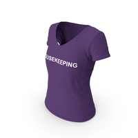 Female V Neck Worn Purple Housekeeping PNG & PSD Images