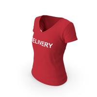 Female V Neck Worn Red Delivery PNG & PSD Images