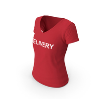 Female V Neck Worn Red Delivery PNG & PSD Images