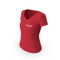 Female V Neck Worn Red Delivery PNG & PSD Images