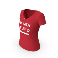 Female V Neck Worn Red Im With Stupid PNG & PSD Images