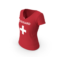 Female V Neck Worn Red Lifeguard PNG & PSD Images