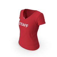 Female V Neck Worn Red Staff PNG & PSD Images