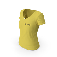 Female V Neck Worn Yellow Delivery PNG & PSD Images