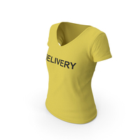 Female V Neck Worn Yellow Delivery PNG & PSD Images