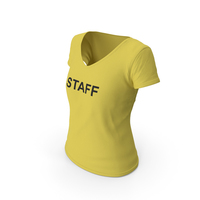 Female V Neck Worn Yellow Staff PNG & PSD Images