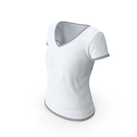 Female V Neck Worn White and Gray PNG & PSD Images