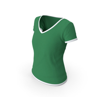 Female V Neck Worn White and Green PNG & PSD Images