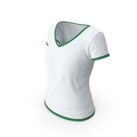 Female V Neck Worn White and Green PNG & PSD Images