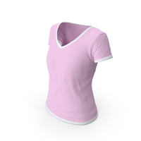 Female V Neck Worn White and Pink PNG & PSD Images