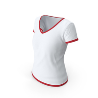 Female V Neck Worn White and Red PNG & PSD Images