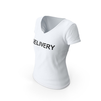 Female V Neck Worn White Delivery PNG & PSD Images