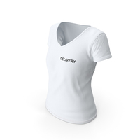 Female V Neck Worn White Delivery PNG & PSD Images