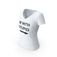 Female V Neck Worn White Im With Stupid PNG & PSD Images