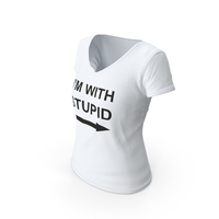 Female V Neck Worn With Tag White Im With Stupid PNG & PSD Images