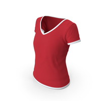 Female V Neck Worn With Tag White and Red PNG & PSD Images