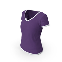 Female V Neck Worn With Tag White and Purple PNG & PSD Images