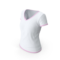 Female V Neck Worn With Tag White and Pink PNG & PSD Images