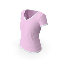 Female V Neck Worn With Tag White and Pink PNG & PSD Images