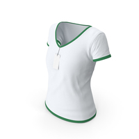 Female V Neck Worn With Tag White and Green PNG & PSD Images
