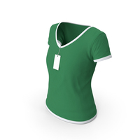 Female V Neck Worn With Tag White and Green PNG & PSD Images