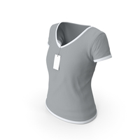 Female V Neck Worn With Tag White and Gray PNG & PSD Images