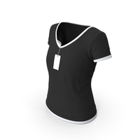 Female V Neck Worn With Tag White and Black PNG & PSD Images