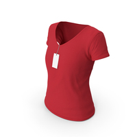 Female V Neck Worn With Tag Red PNG & PSD Images
