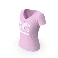 Female V Neck Worn With Tag Pink Im With Stupid PNG & PSD Images