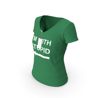 Female V Neck Worn With Tag Green Im With Stupid PNG & PSD Images