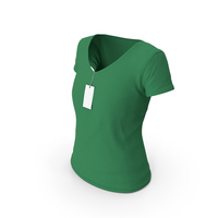 Female V Neck Worn With Tag Green PNG & PSD Images